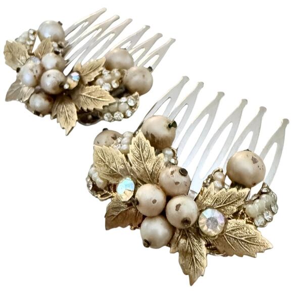 Bridal Hair Comb Vintage Gold Leaf Bronze Vintage Haskell Wedding Hairpiece - Picture 2 of 7